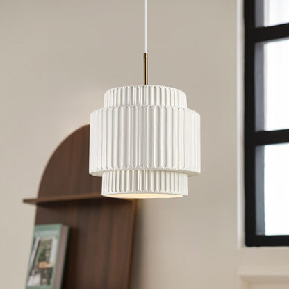 Brisby Striped Frosted Fluted Ceramic Pendant Light