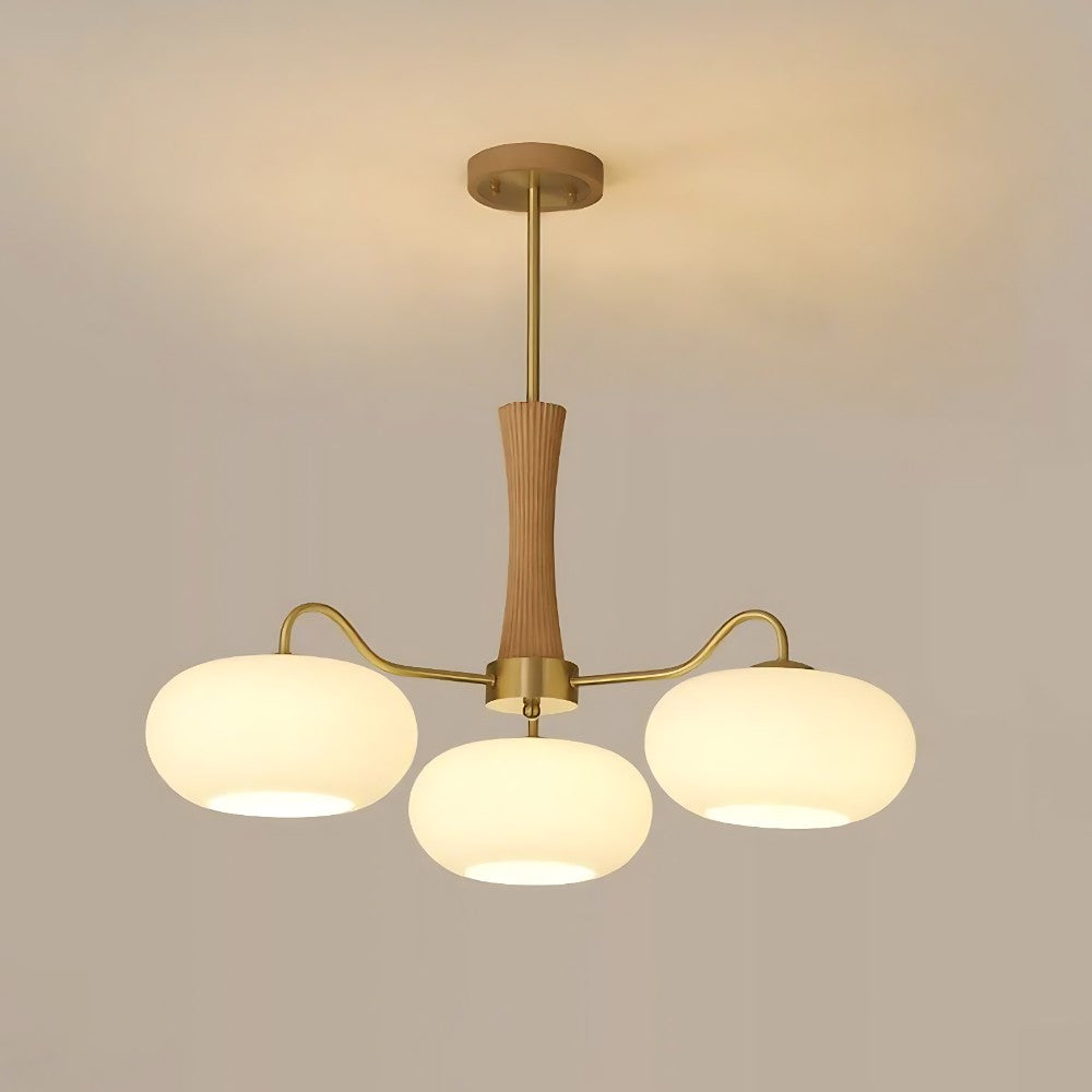 Obsidian Modern Bubble Brass Glass Persimmon Chandelier