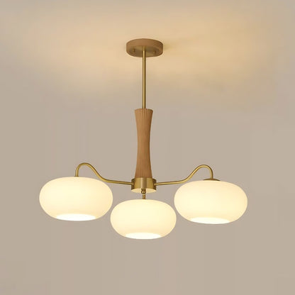 Obsidian Modern Bubble Brass Glass Persimmon Chandelier