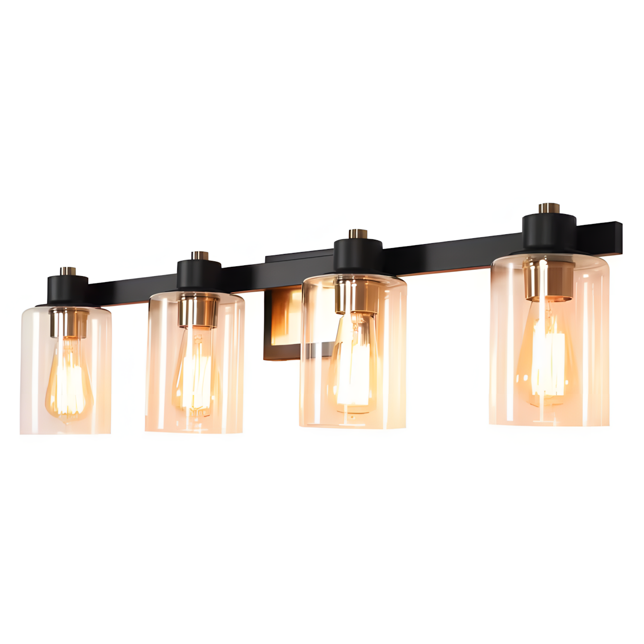 Dyril Modern Matte Black Cylinder Glass Sconce