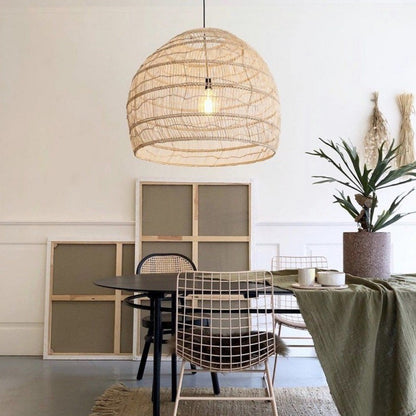 Juno Scandinavian Boho Woven Wicker Rattan Pendant Light