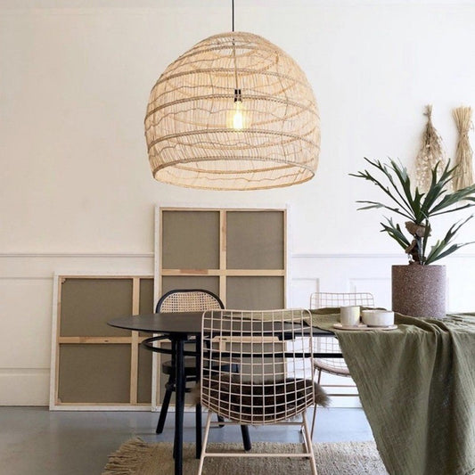 Juno Scandinavian Boho Woven Wicker Rattan Pendant Light