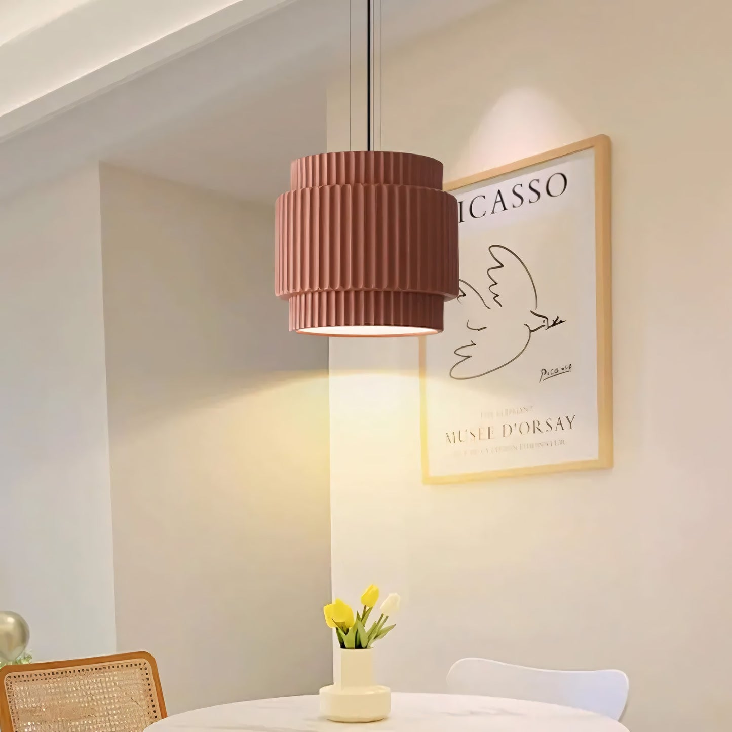 Brisby Striped Frosted Fluted Ceramic Pendant Light