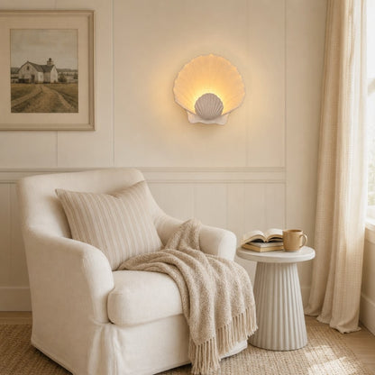 Kristian French Vintage Ceramic Cream Shell Wall Sconce