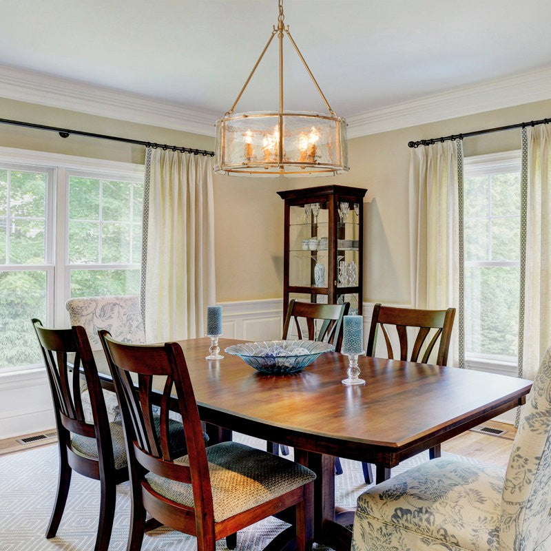 Coriander Farmhouse Water Ripple Glass Drum Chandelier