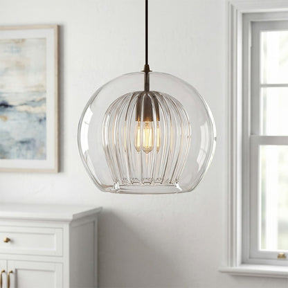 Nyxio Pleated Globe Glass Pendant Light