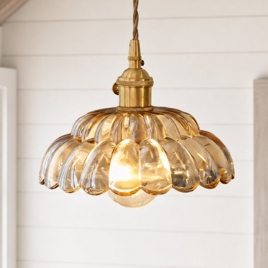 Worlanth Mid Century Clear Glass Flower Pendant Light