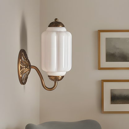 Vintage Elegant Milk Glass Eloise Wall Sconce - Retro Accent Lighting for Bathroom\Bedroom\Hallway
