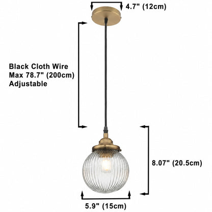 Meliora Rustic Ribbed Glass Globe Pendant Light