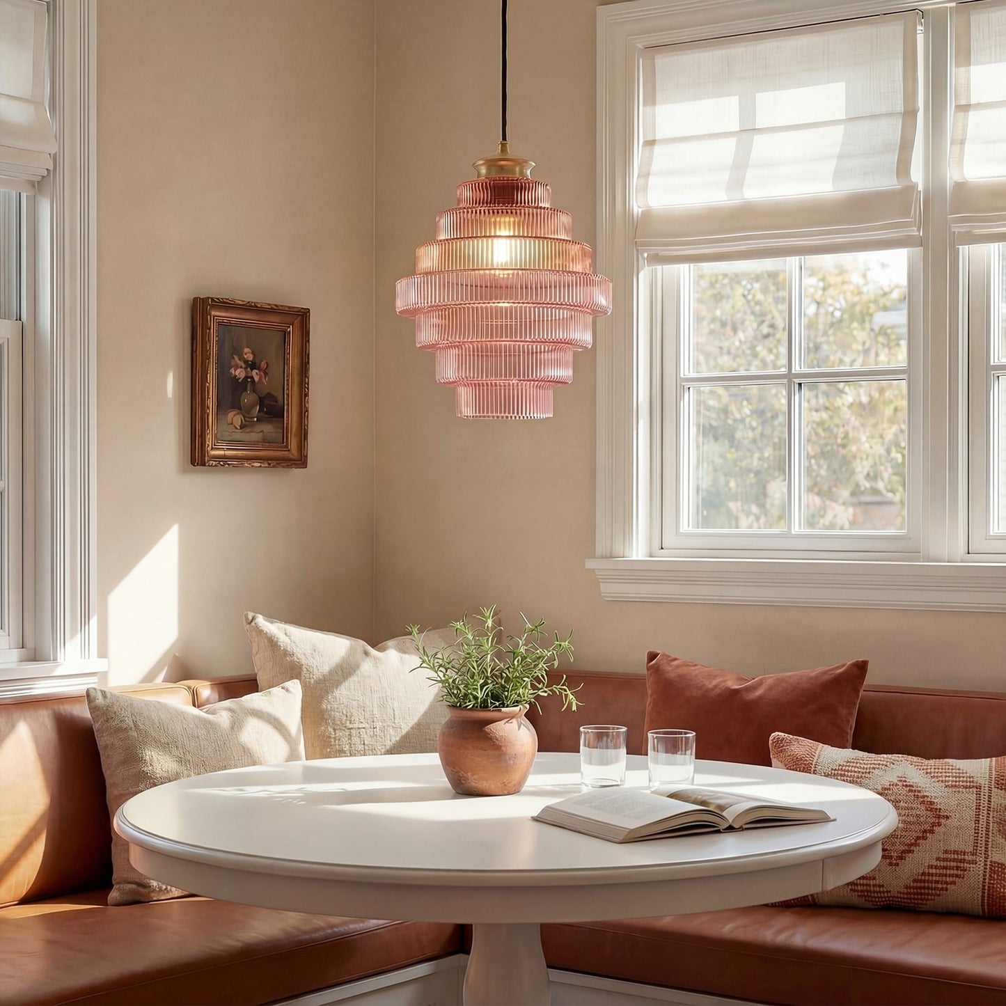 Kaelyn Bottle Shade Stained Striped Glass Pendant Light