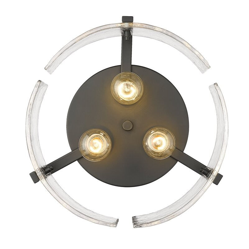 Ozu Modern Water Ripple Glass Drum Flush Mount Light