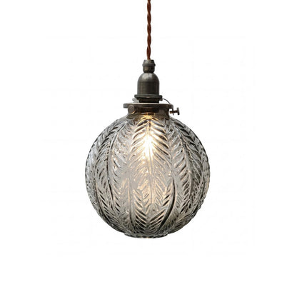Logana Vintage Feather Texture Glass Globe Pendant Light