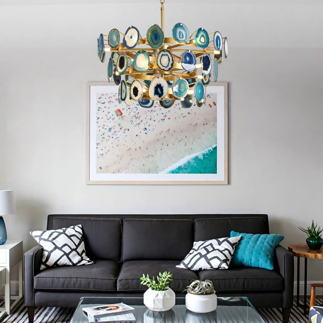 Gideon Slice Agate Tower Chandelier