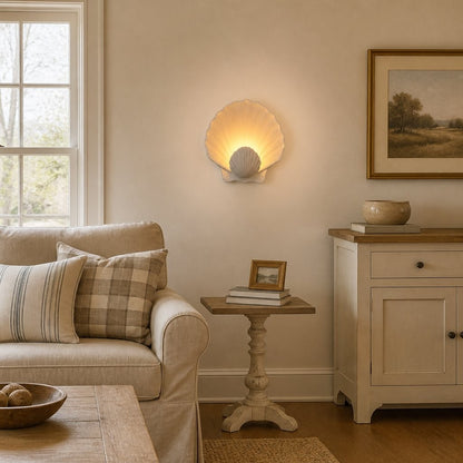 Kristian French Vintage Ceramic Cream Shell Wall Sconce