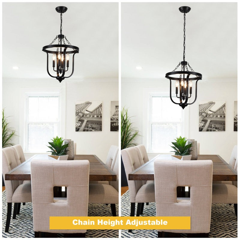 Richardson Industrial Black Wrought Iron Cage Pendant Light