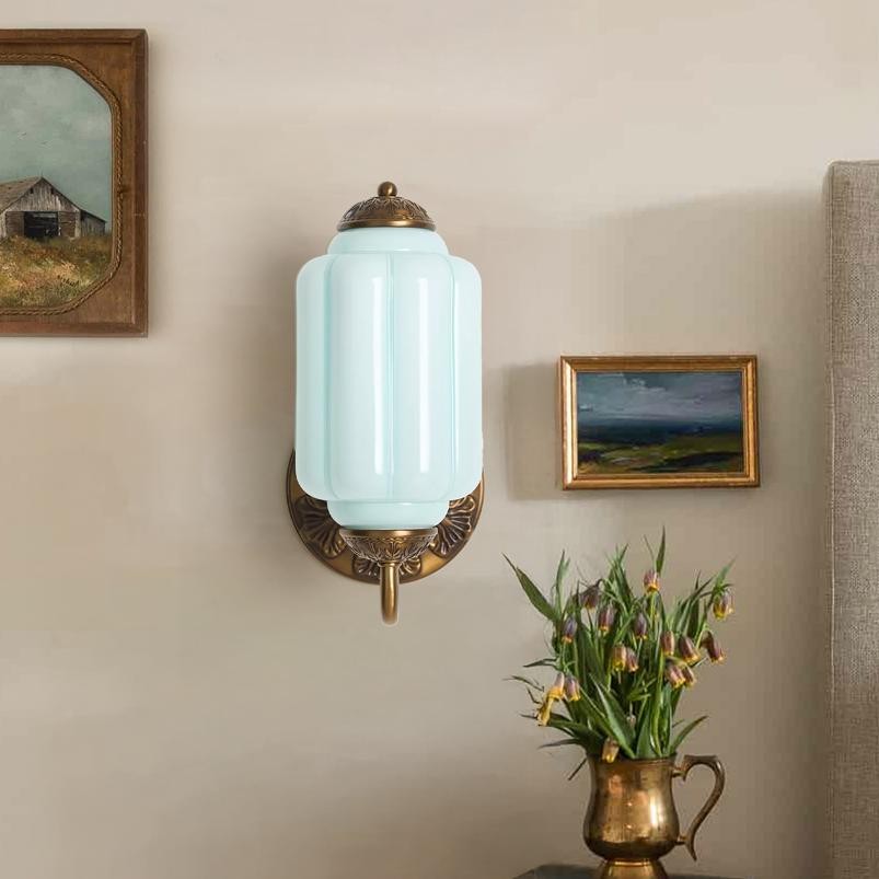 Vintage Elegant Milk Glass Eloise Wall Sconce - Retro Accent Lighting for Bathroom\Bedroom\Hallway