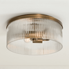Sylan Farmhouse Round Ribbed Glass Flush Mount Ceiling Light
