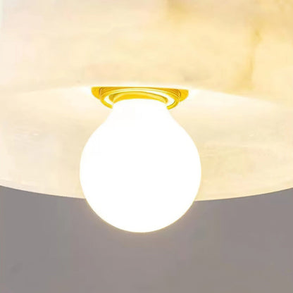 Vyndorix Farmhouse Hat Shaped Alabaster Pendant Light