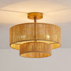 Ivon Handwoven Jute Rope Double Drum Ceiling Light