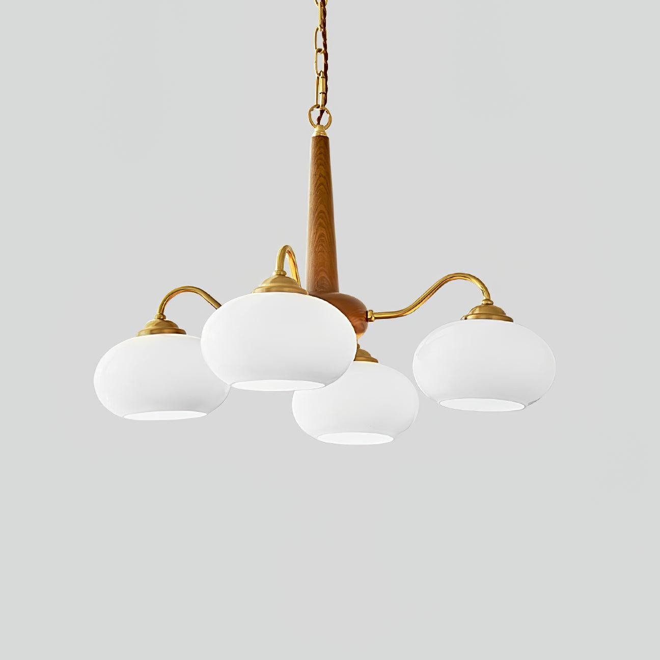 Xyrian Farmhouse Wood White Bauhaus Persimmon Chandelier