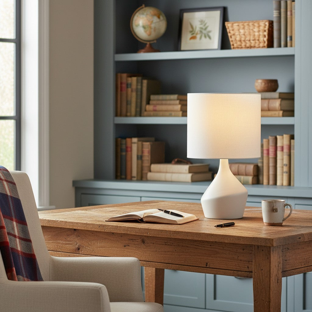 Daphne Vintage Ceramic Linen Shade Table Lamp