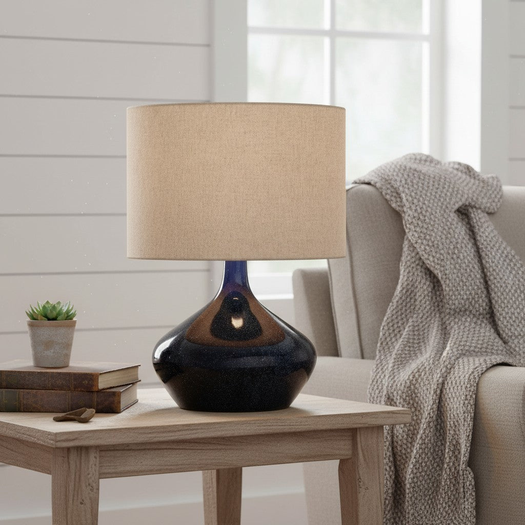 Daphne Vintage Ceramic Linen Shade Table Lamp