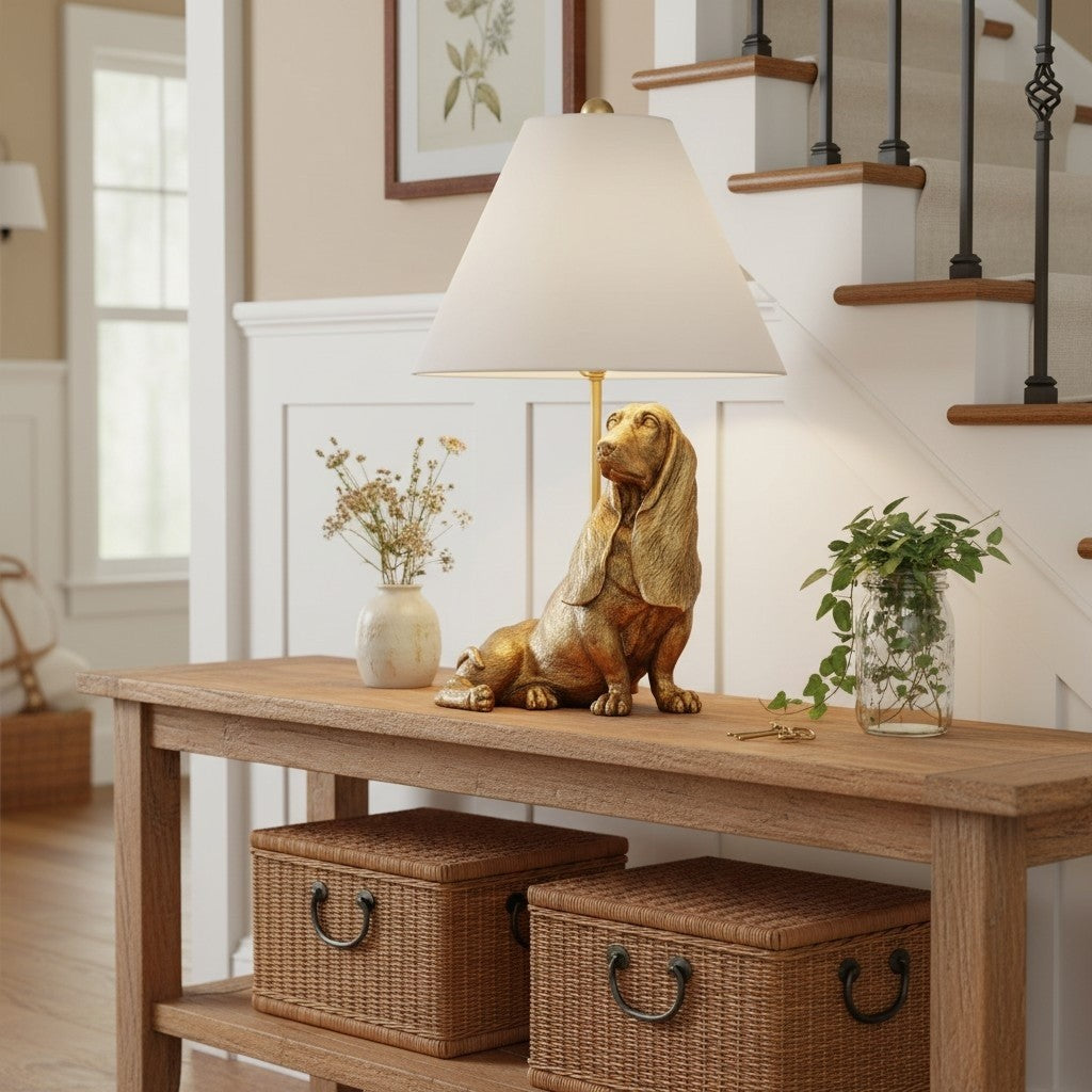 Aurea Unique Animal Table Lamp - Dog Sculptural Accent Lighting for Bedroom & Living Room