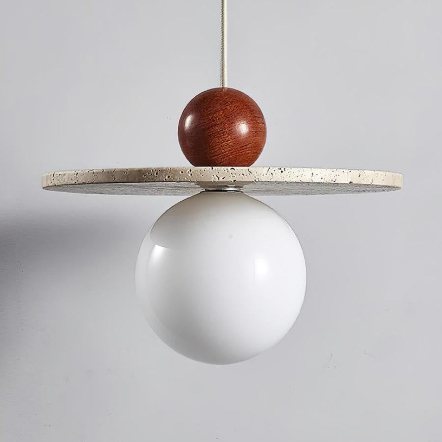 Jeremiah Cream Style Flying Disc Travertine Pendant Light
