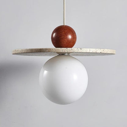 Jeremiah Cream Style Flying Disc Travertine Pendant Light