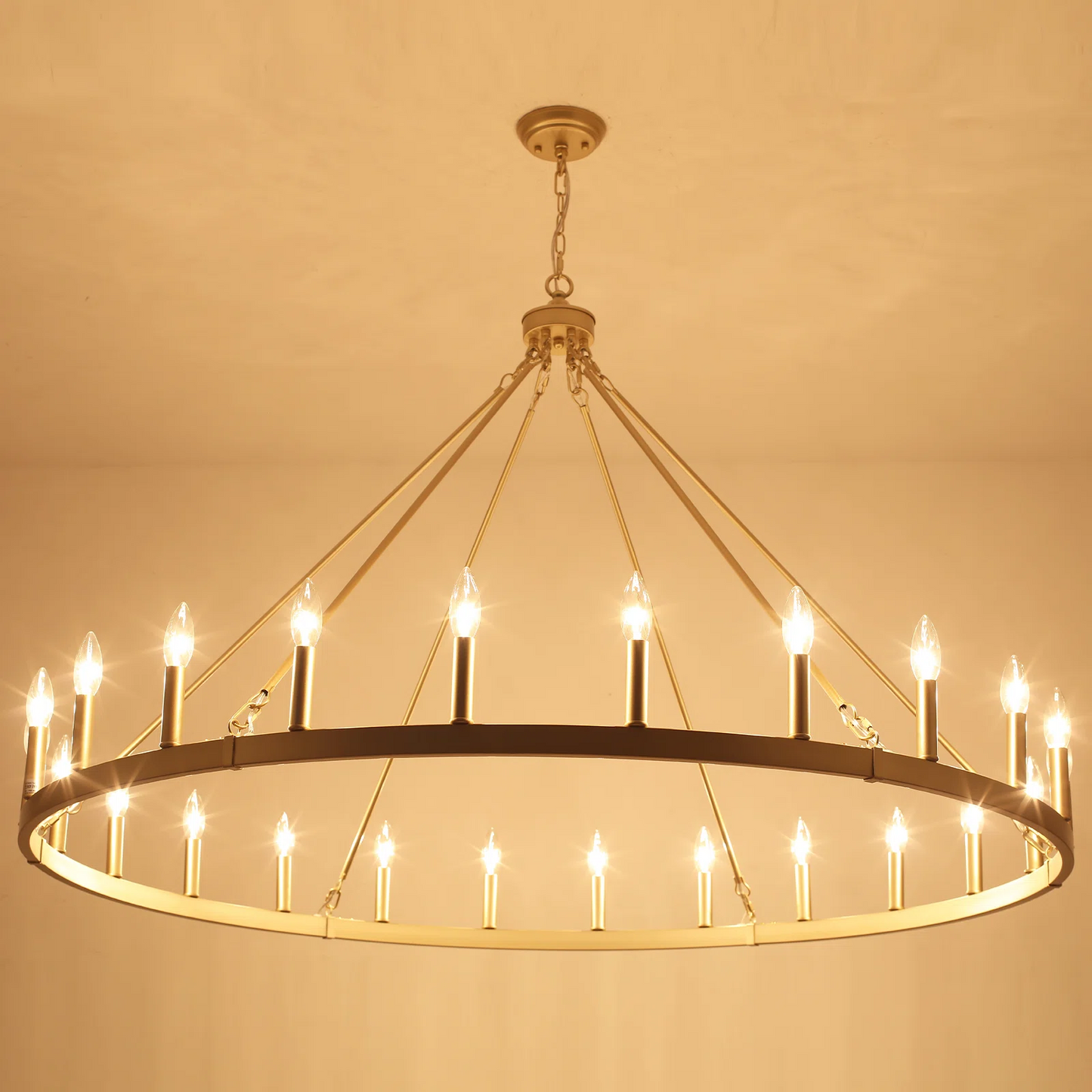 Raeth Farmhouse 24 Lights Wagon Wheel Candle Style Chandelier