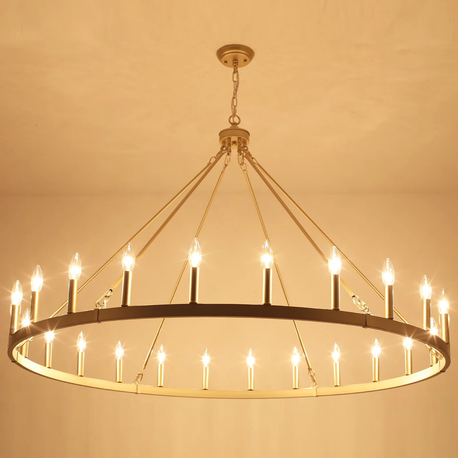 Raeth Farmhouse 24 Lights Wagon Wheel Candle Style Chandelier