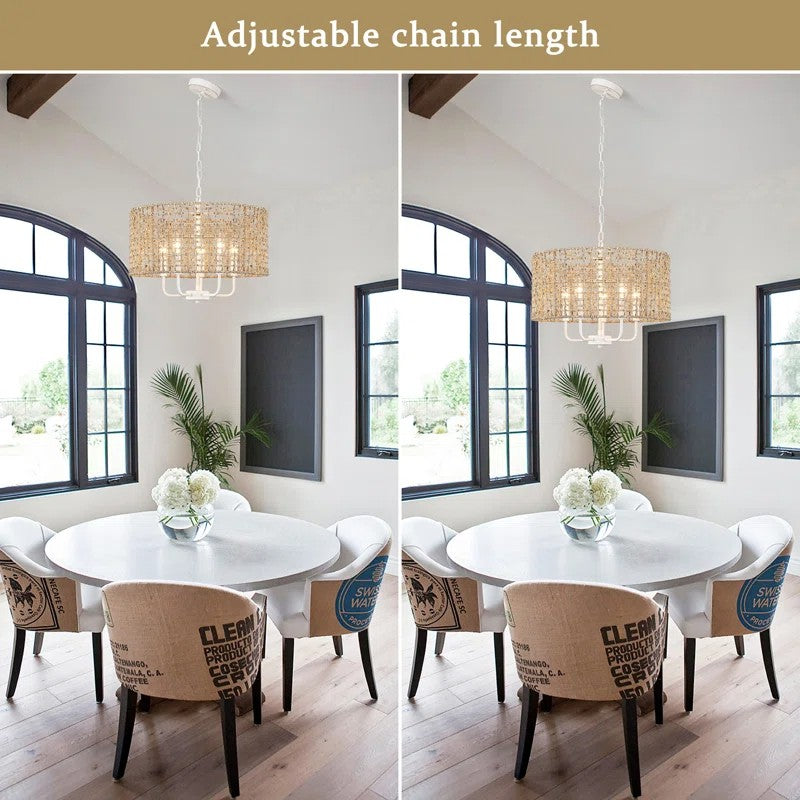 Arlo Bohemian 5 Light Natural Rattan Drum Chandelier