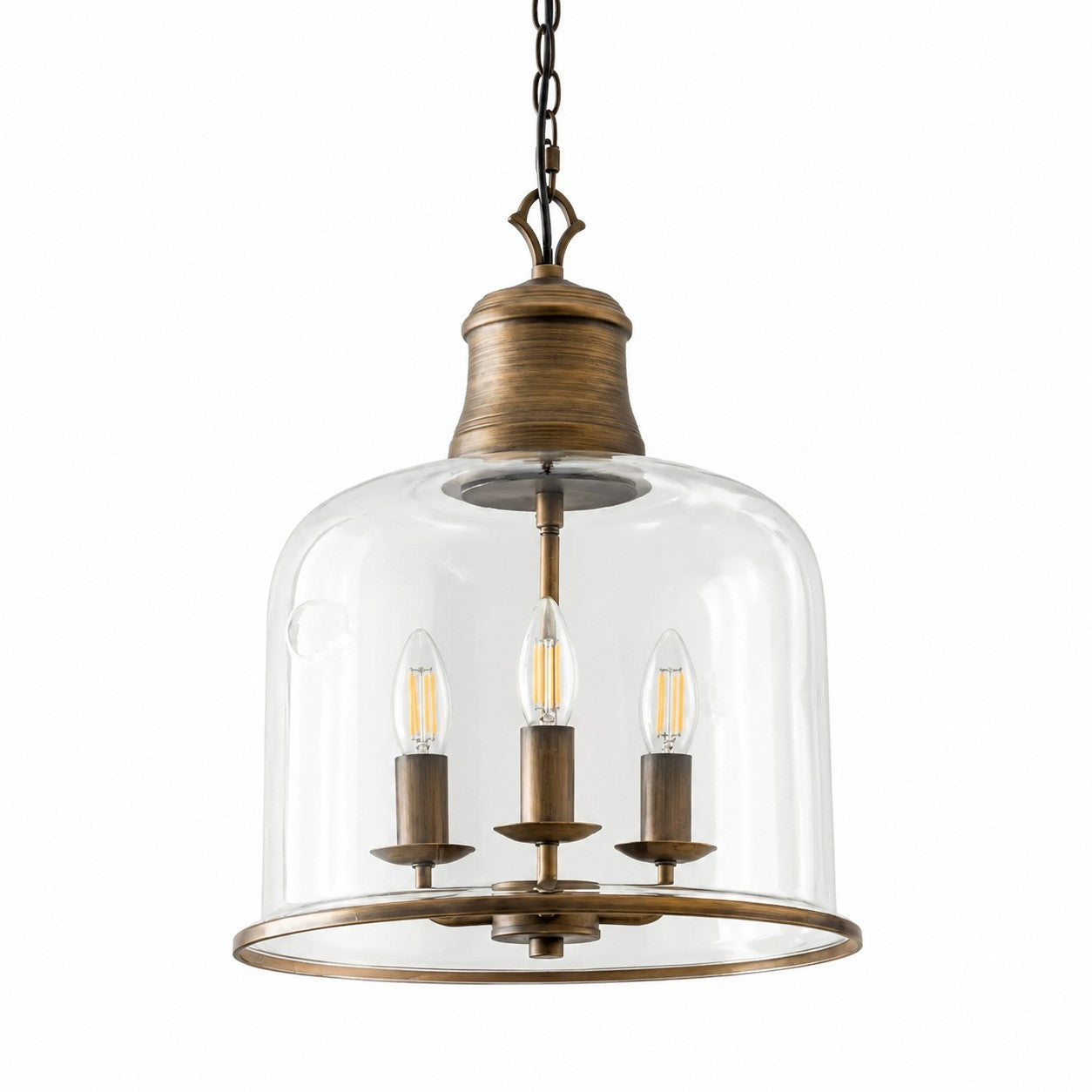 Sander Farmhouse Vintage Bell Clear Glass Pendant Light