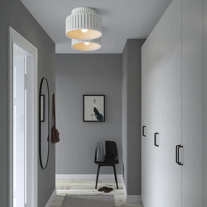 Nicola Vintage Resin Cream Breeze Drum Semi-Flush Mount Ceiling Light