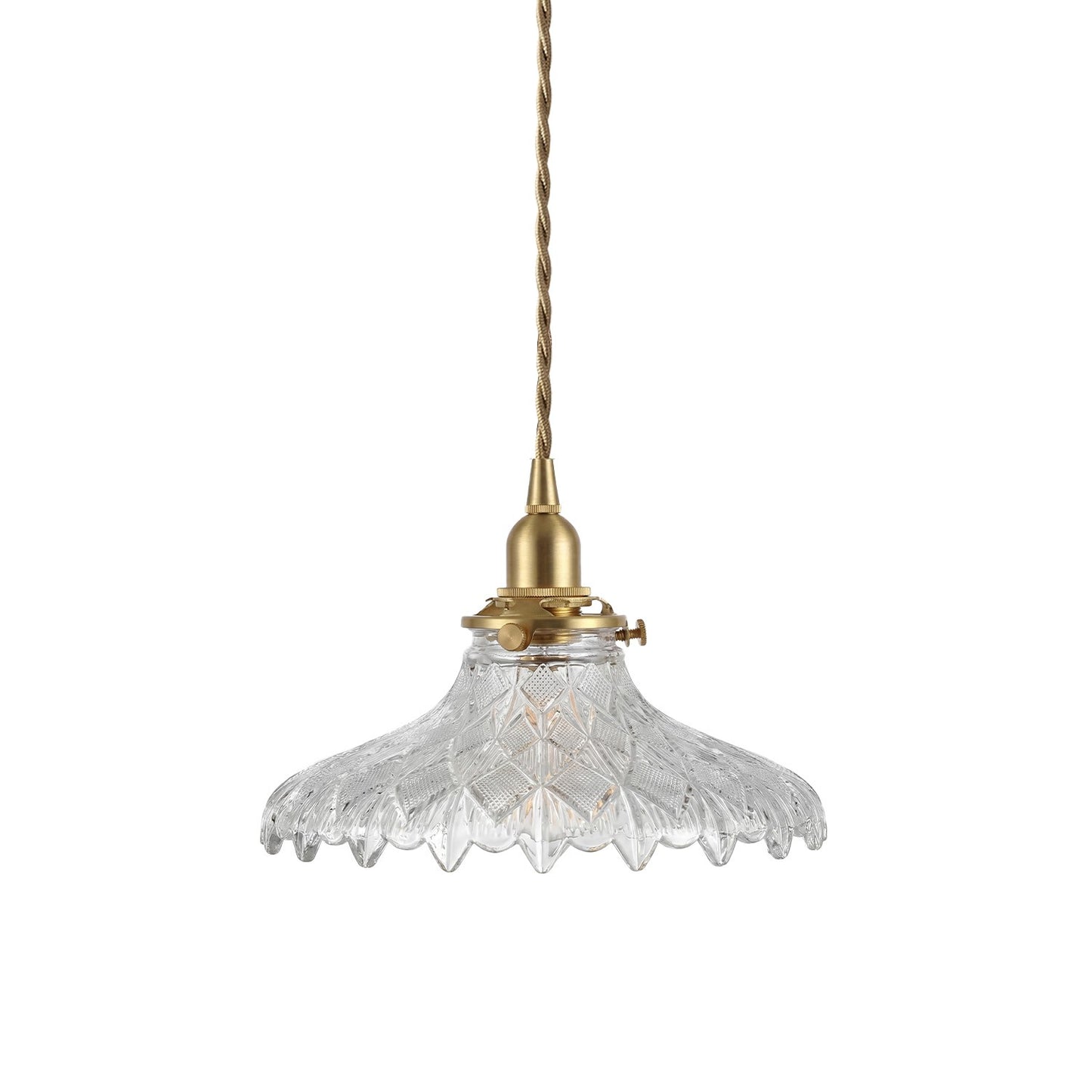Gyran Retro Brass Lace Glass Pendant Light