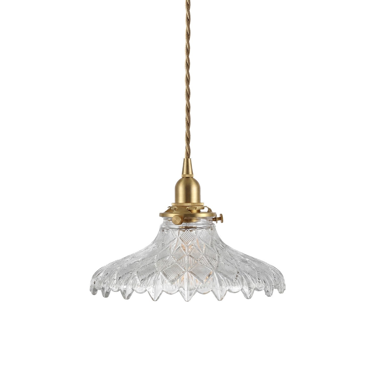 Gyran Retro Brass Lace Glass Pendant Light