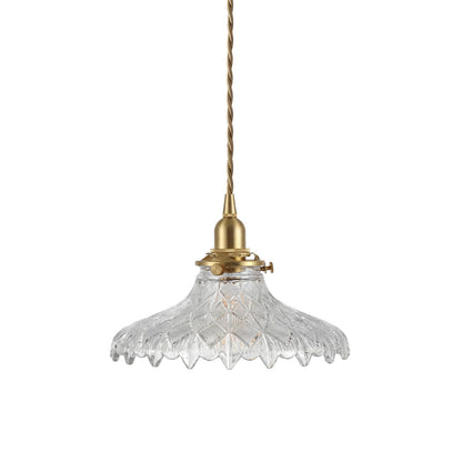 Gyran Retro Brass Lace Glass Pendant Light