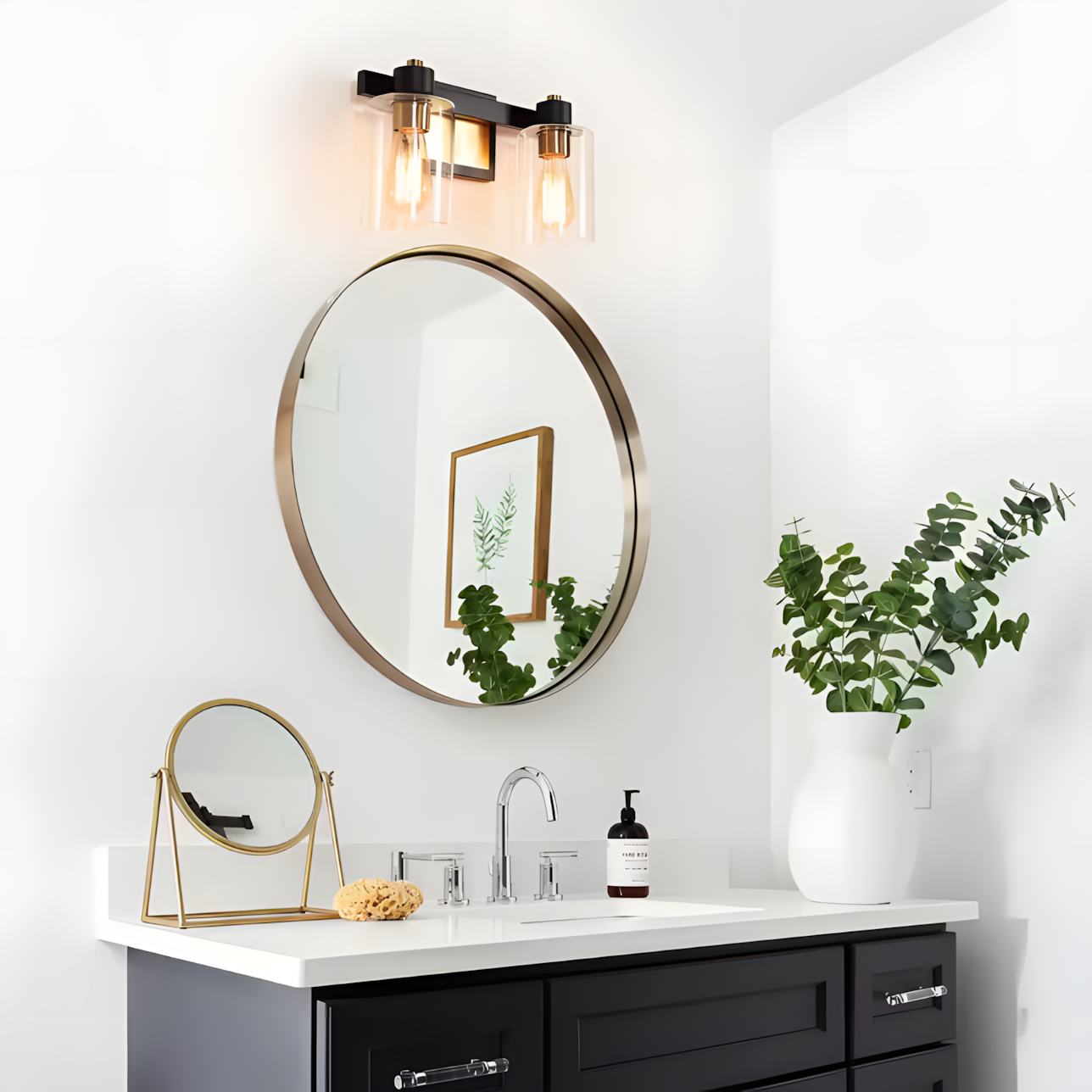 Dyril Modern Matte Black Cylinder Glass Sconce