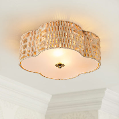 Zardo Coastal Boho Style Rattan Lamp Shade Flush Mount Ceiling Light