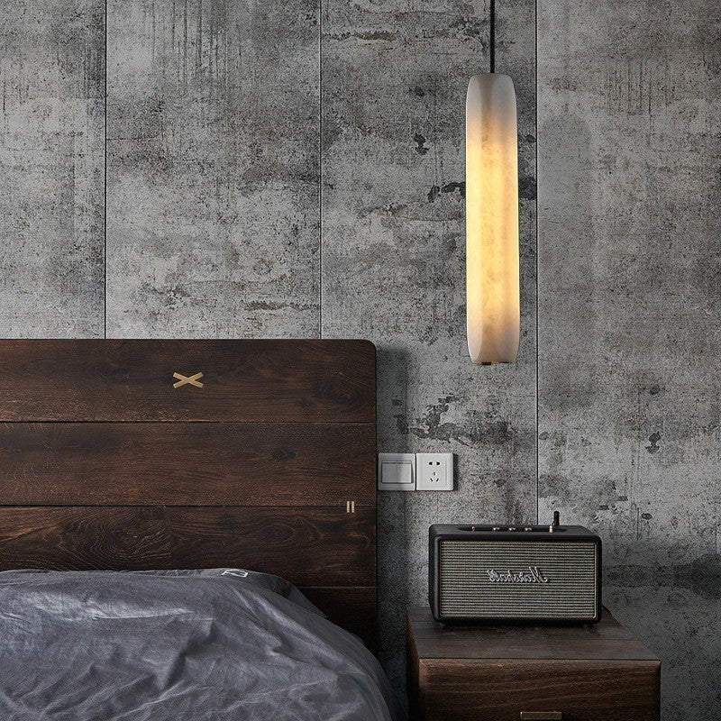 Guido Flute Cylindrical Alabaster Pendant Light