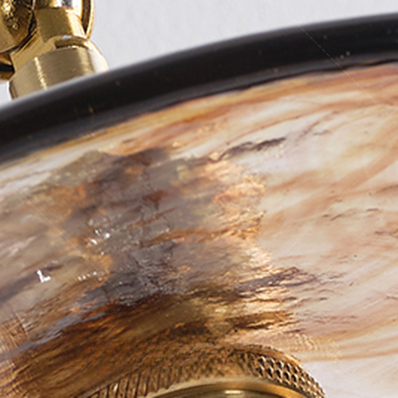 Poulsen Rustic Wood Amber Round Glass Wall Light