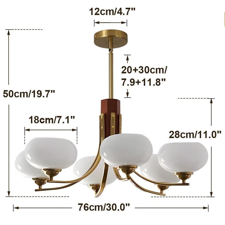 Juino Wood Farmhouse Milk Ball Sputnik Chandelier