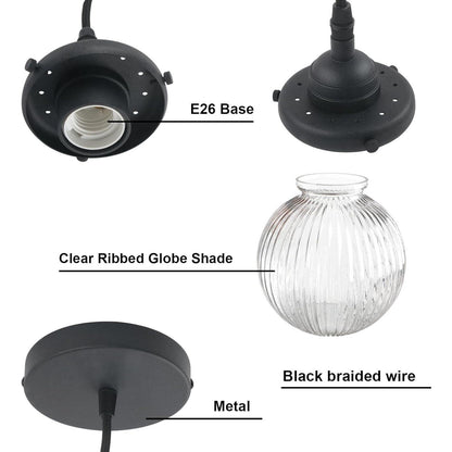 Meliora Rustic Ribbed Glass Globe Pendant Light