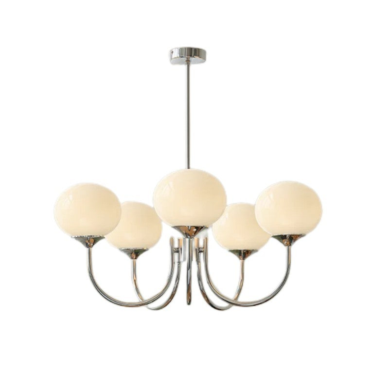 Bianca Colored Glass Shade Chandelier with Globes