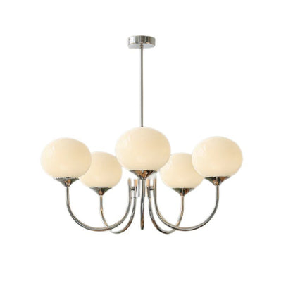 Bianca Colored Glass Shade Chandelier with Globes