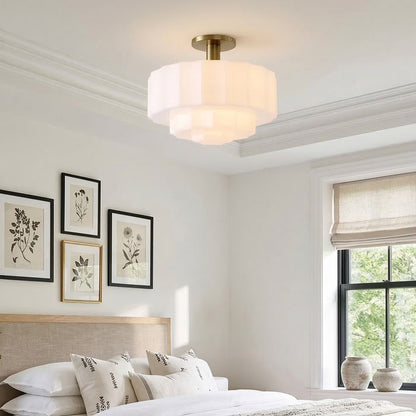 Ellis Retro Milk White Glass Ceiling Light
