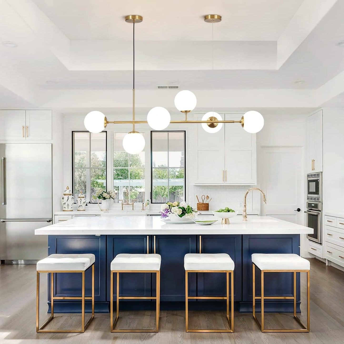 Celestina 6 Light Linear Glass Orb Pendant Light