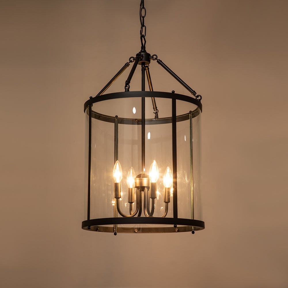 Merrick Metal Lantern Round Glass Chandelier