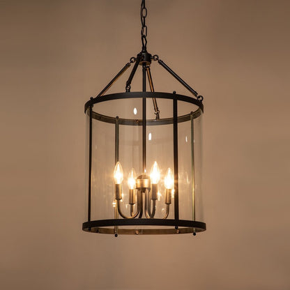 Merrick Metal Lantern Round Glass Chandelier