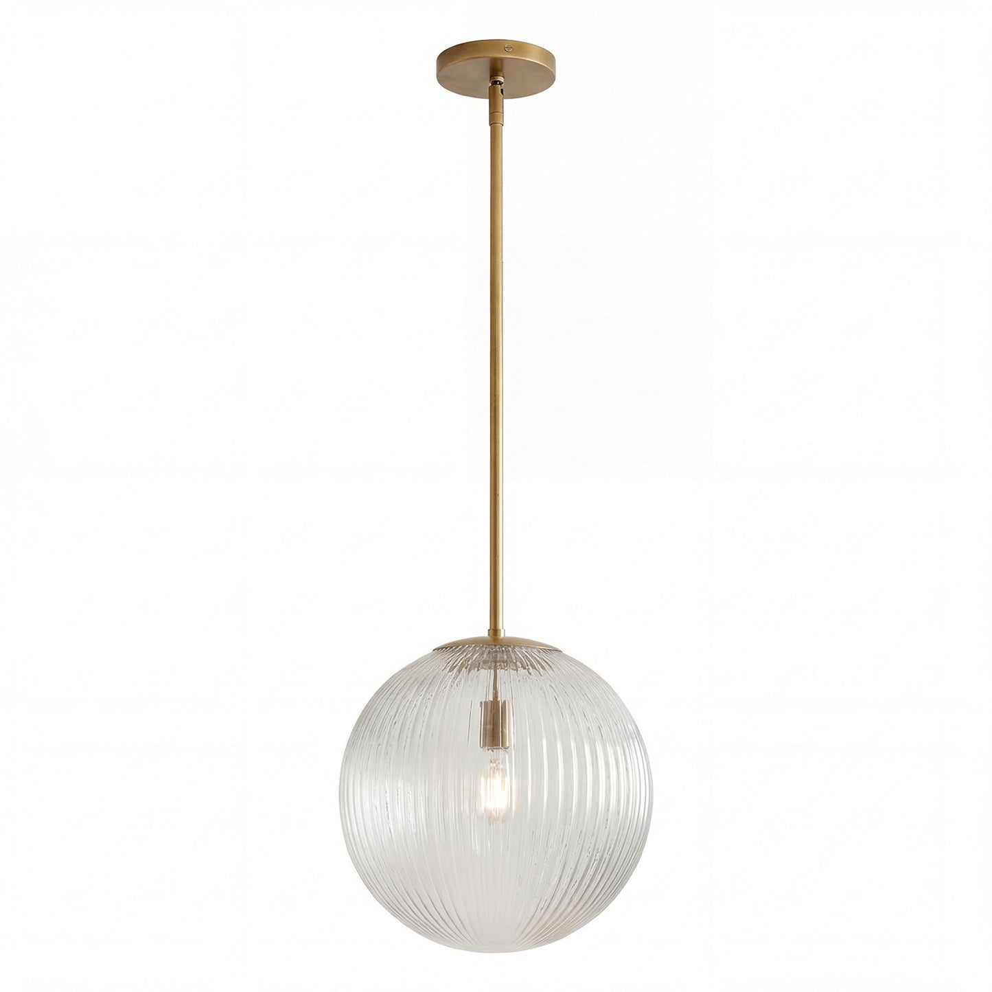 Alain Farmhouse Cooper Ribbed Glass Pendant Light